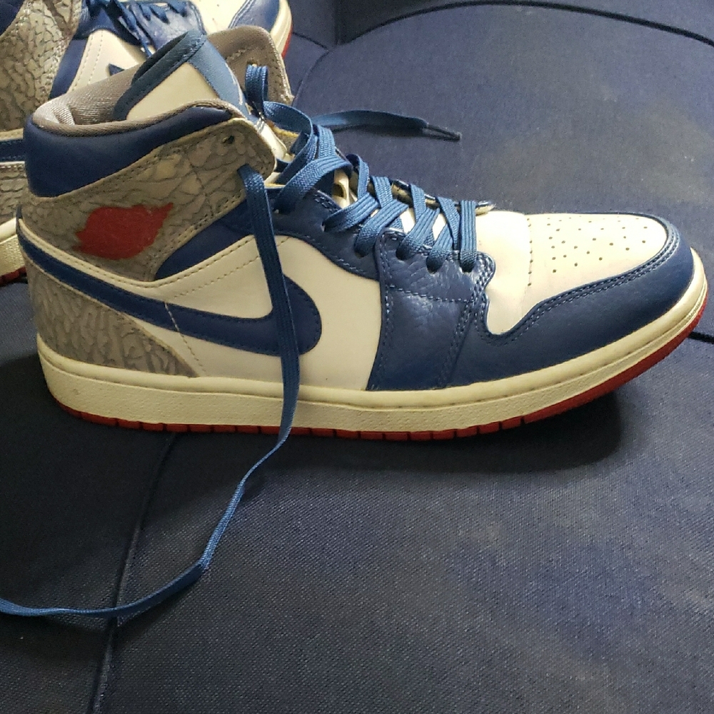 Jordan Blue and White High-Top Sneakers